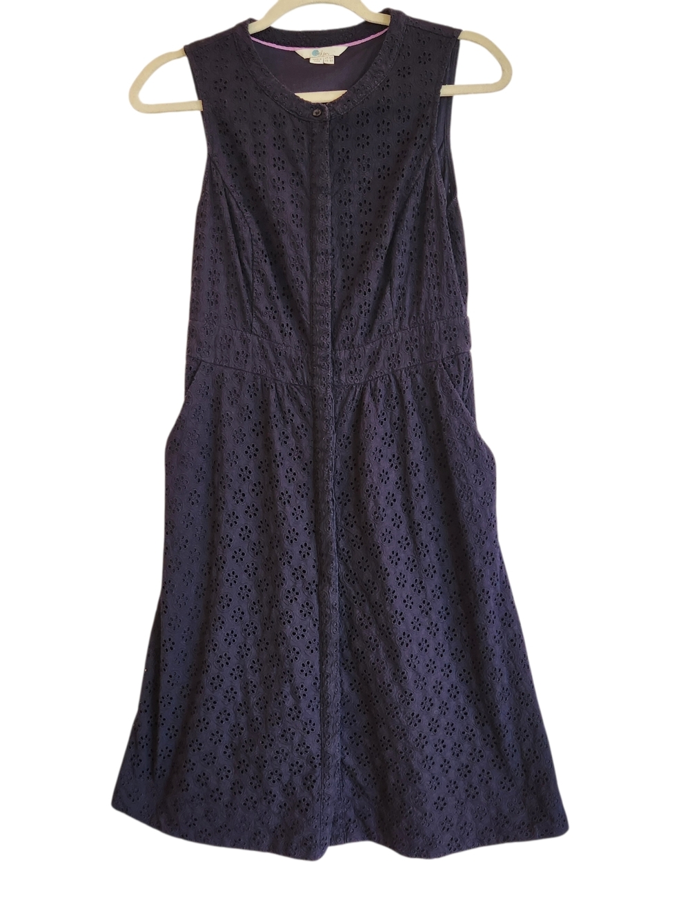 Boden Navy Textured Sleeveless Midi Dress - Picture 2 of 14